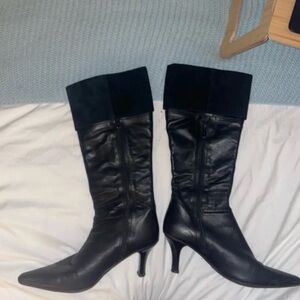 Clarks Black Leather Heeled Boots